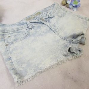 Wallflower Light Blue White Wash Distressed Shorts